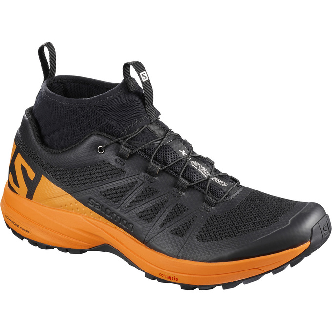 Salomon Israel XA ENDURO - Mens Trail Running Shoes - Black/Orange (WFCE-79802)